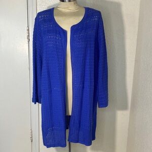 Talbots Royal Blue Open-Front Cardigan